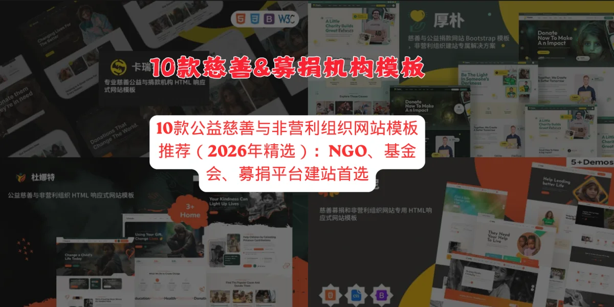 10款公益慈善与非营利组织网站模板推荐（2026年精选）：NGO、基金会、募捐平台建站首选
