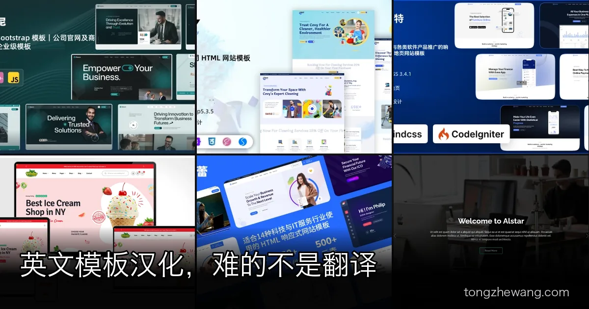英文模板买回来，第一件事不是翻译：11 款国外建站模板的汉化成本对照