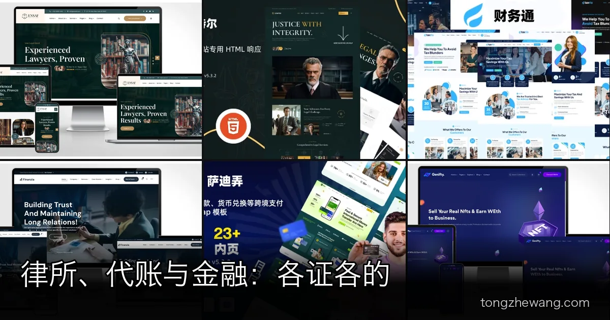 律所不能承诺胜诉，代账要亮许可证：12 套律师事务所与财税金融网站模板怎么区分