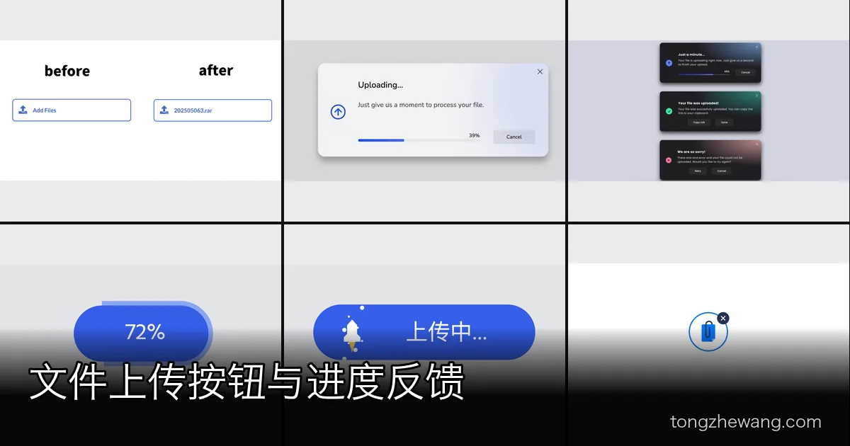 分享 6 款优秀的 HTML 文件上传界面与按钮样式资源，附进度和状态反馈