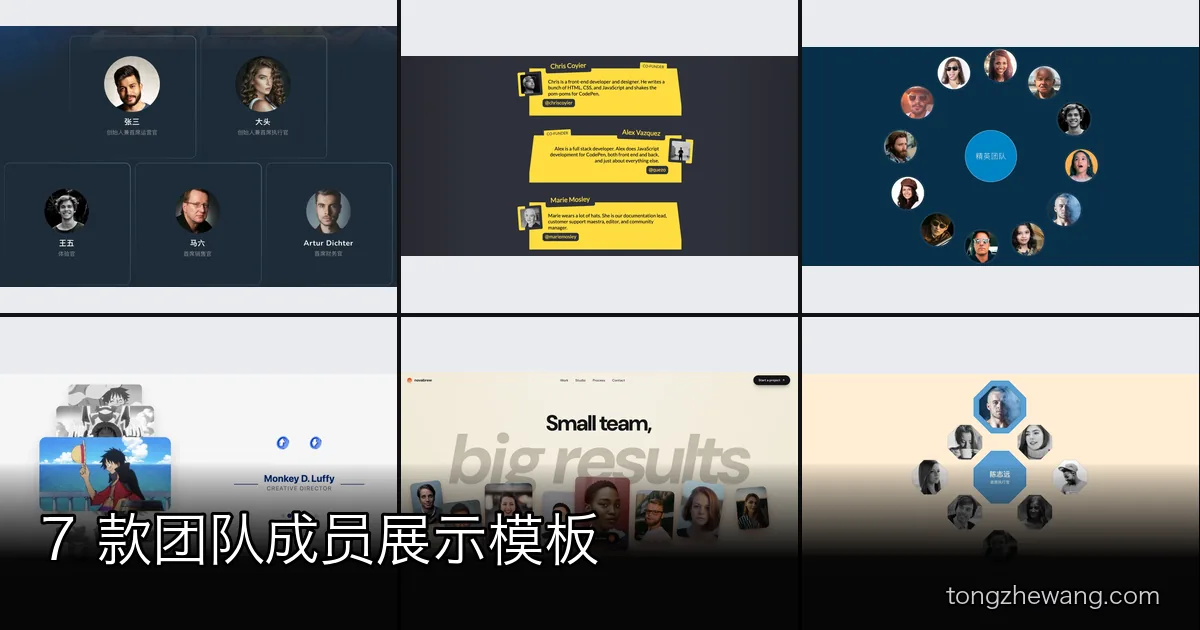 7 款团队成员展示 HTML 模板推荐