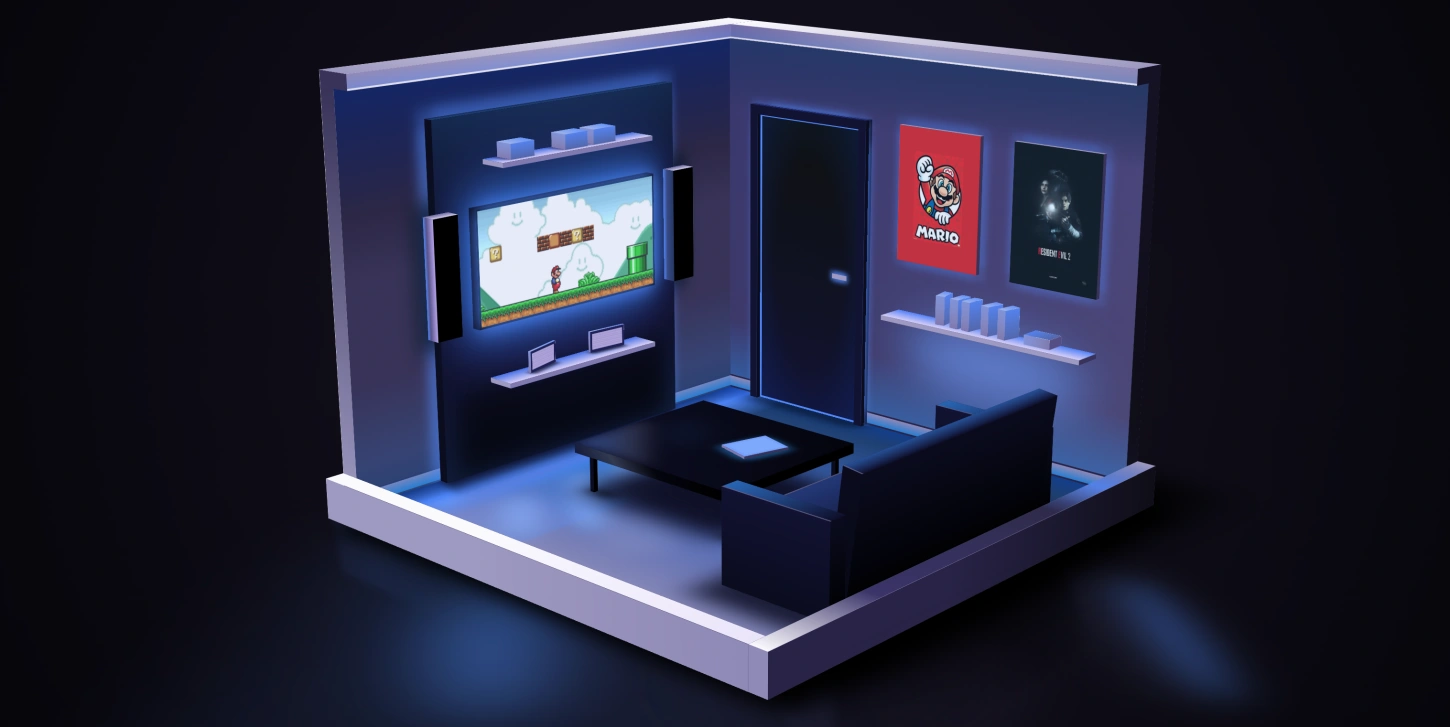 纯CSS 3D交互式客厅场景立体空间展示,营造出沉浸式环境氛围