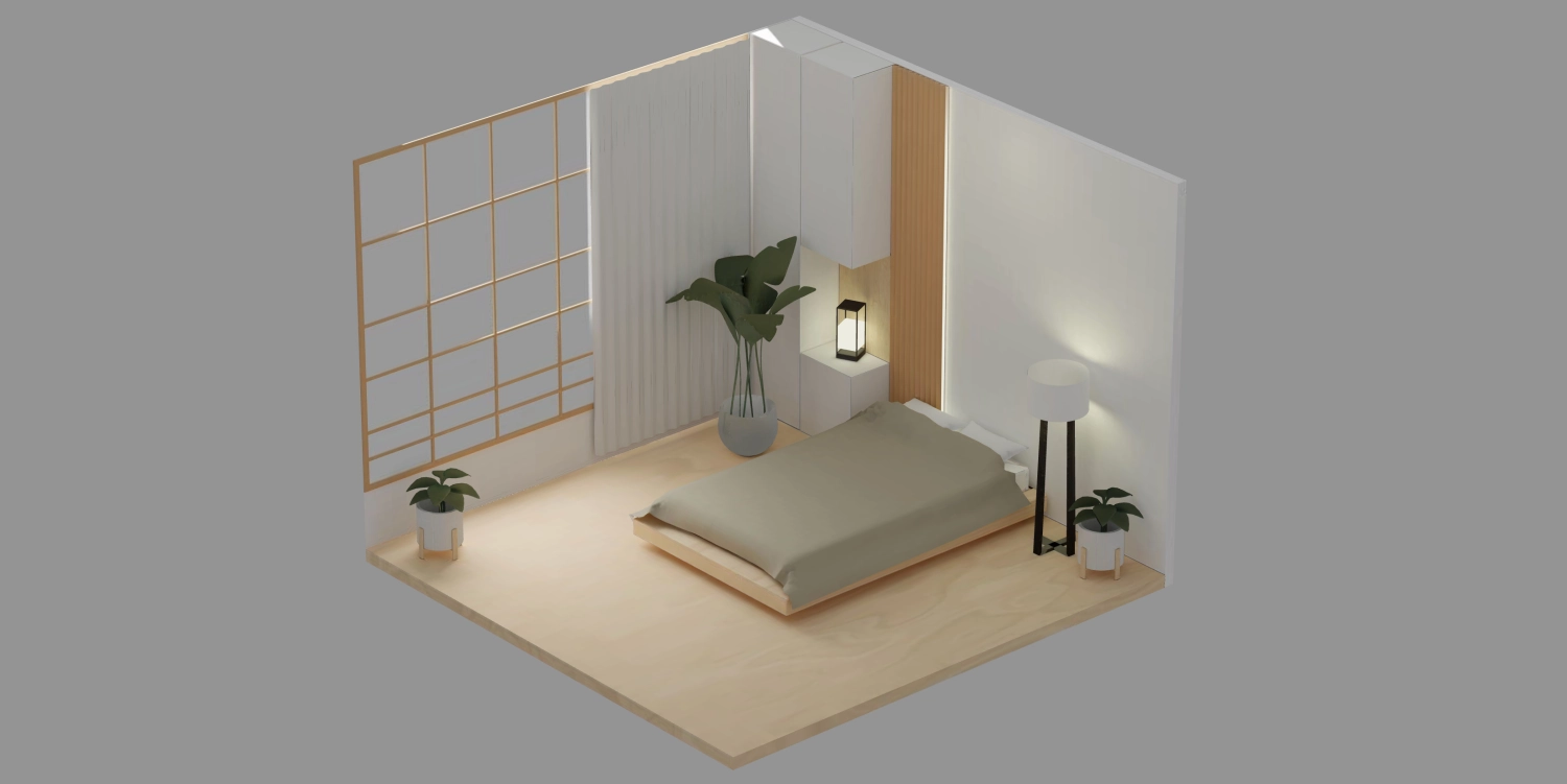 3D房间模型展示效果 - 基于Three.js加载GLB模型