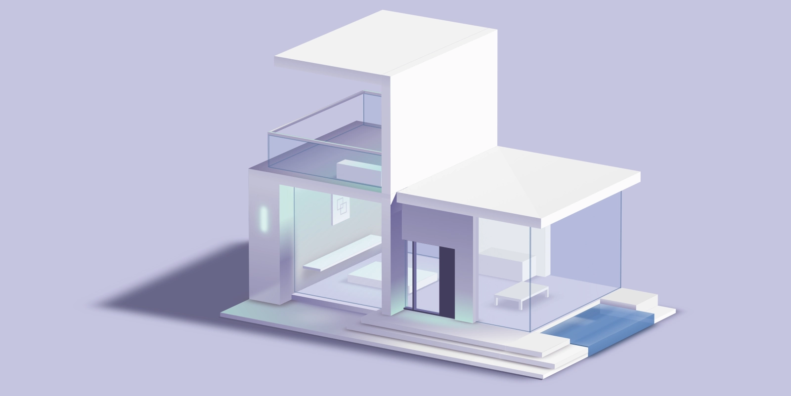纯 CSS 3D 现代房屋结构立体展示效果