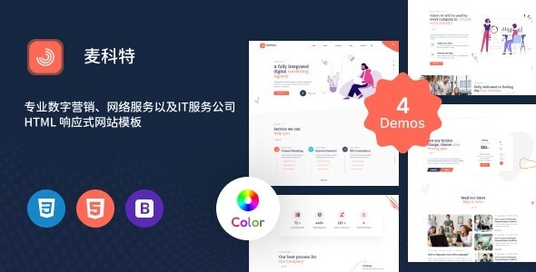 专业数字营销、网络服务以及IT服务公司 HTML 响应式网站模板