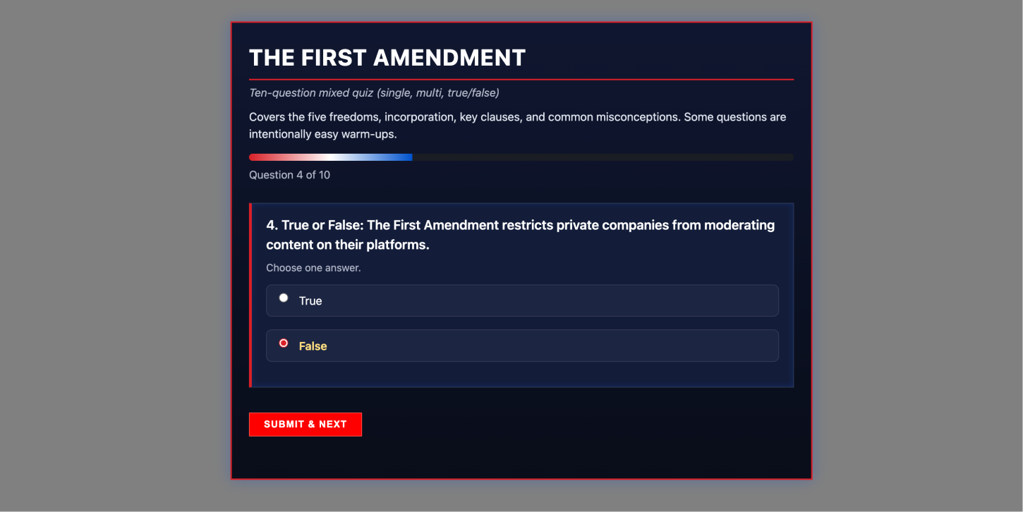纯 JS+JSON 打造的交互式在线问卷调查测验组件,支持定制外观以及轻松维护题目和答案