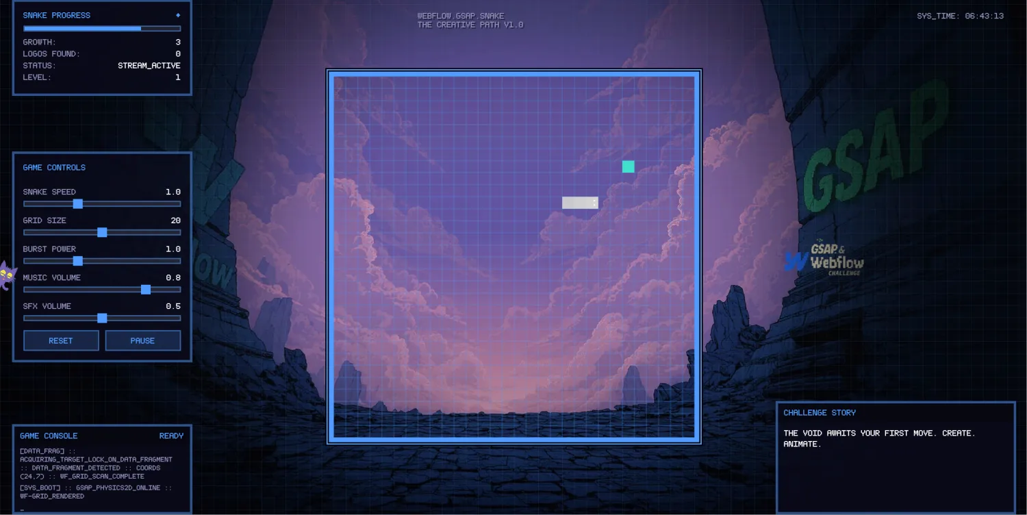 用Webflow和GSAP打造的8位像素贪吃蛇 HTML 小游戏：交互与动画的完美融合