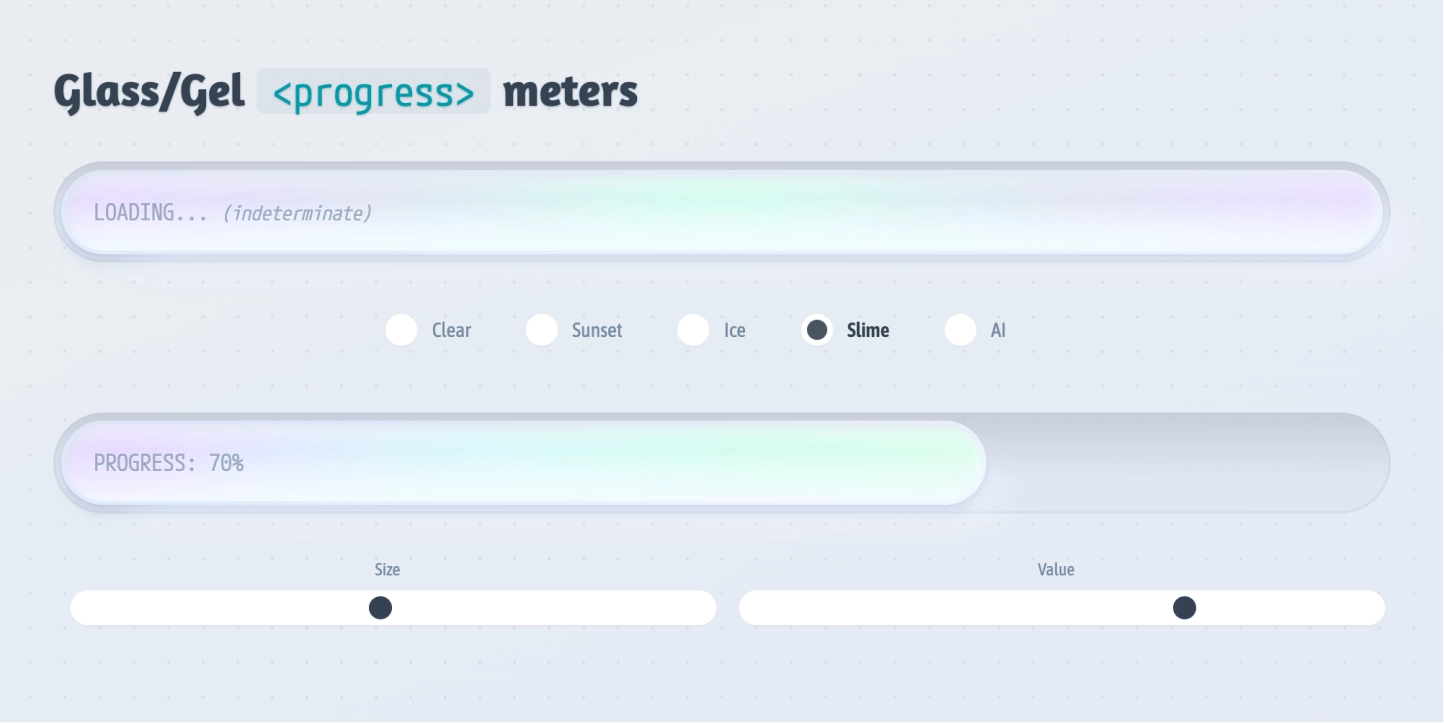 玻璃 / 凝胶质感进度条：让加载进度也变得超级优雅（CSS+JS）
