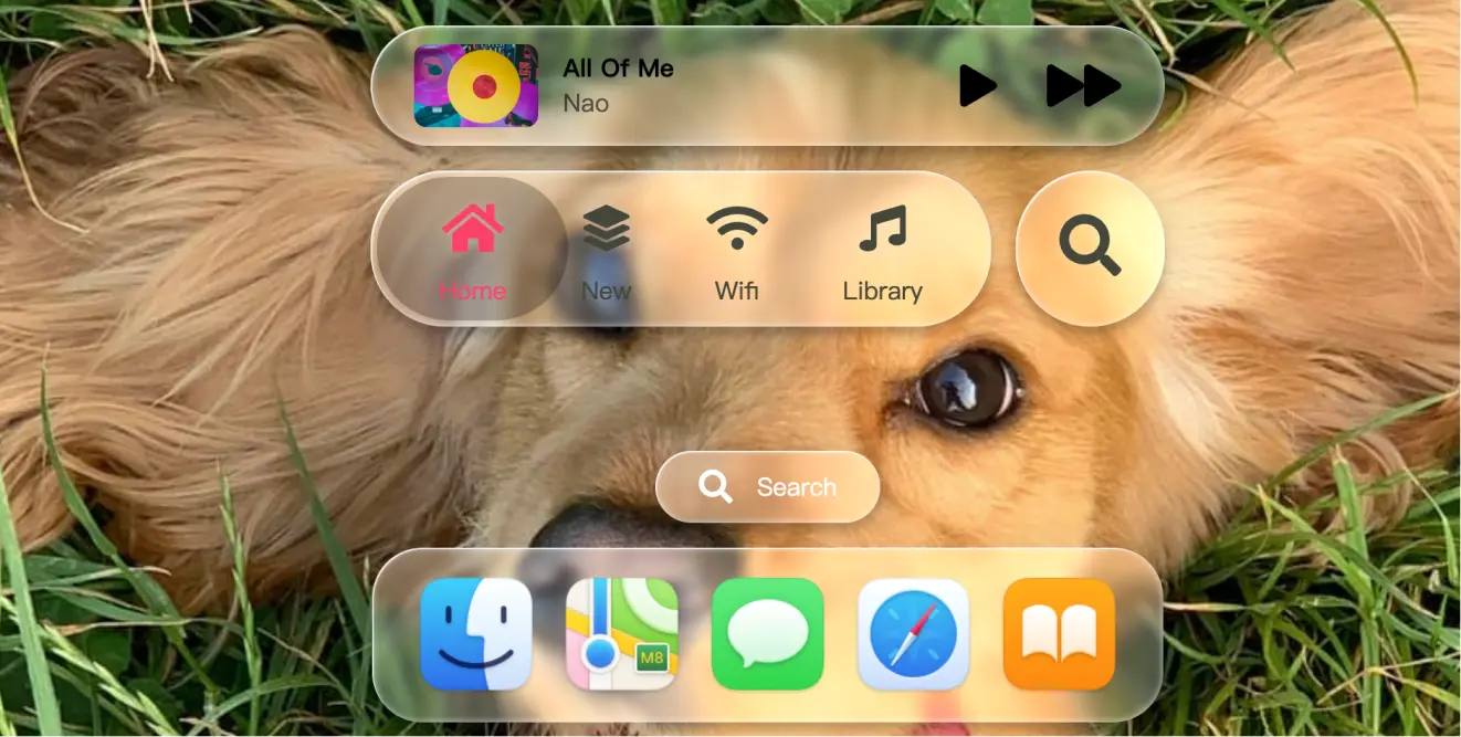 苹果液态玻璃（Liquid Glass）UI 效果：iOS 26 标志性通透界面