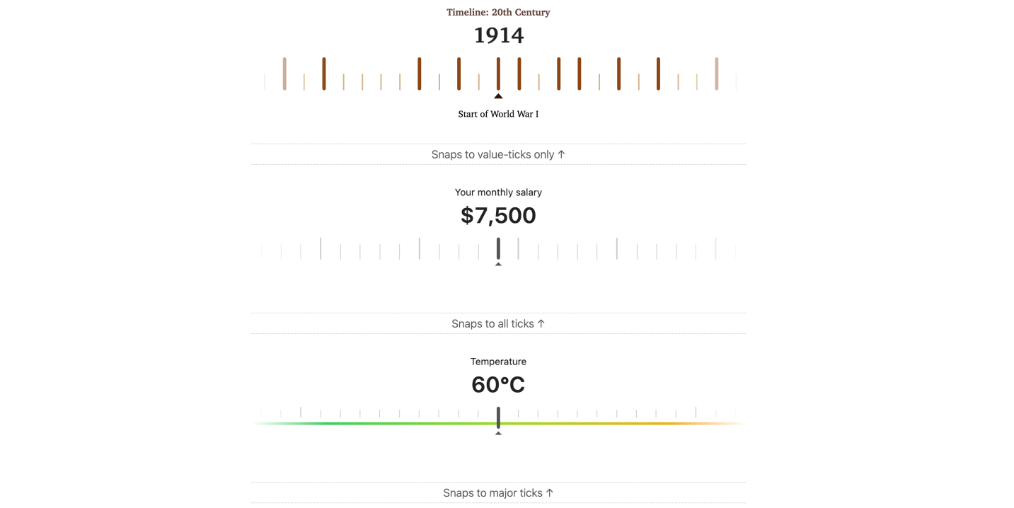 支持四种吸附功能的数值刻度滚动调节器（CSS+JS），精准调节的交互新体验 
