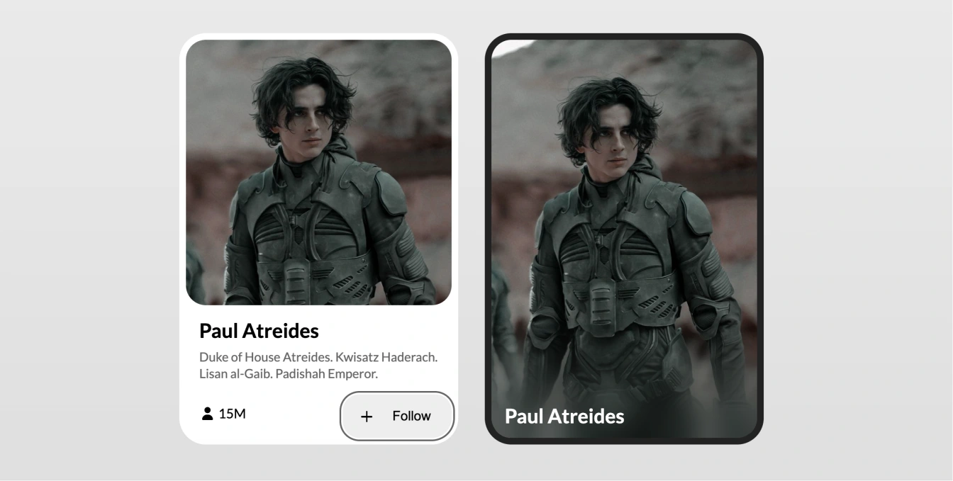 用户资料卡片组件，支持明暗模式与丝滑的悬停详情展示动画