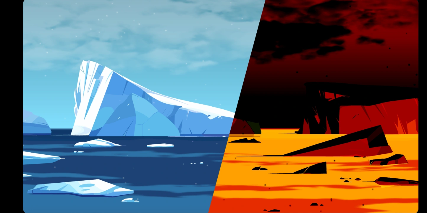 CSS 滤镜+ Canvas 以全球变暖为主题实现震撼的冷暖场景切换效果,两张图片、两个世界!!!