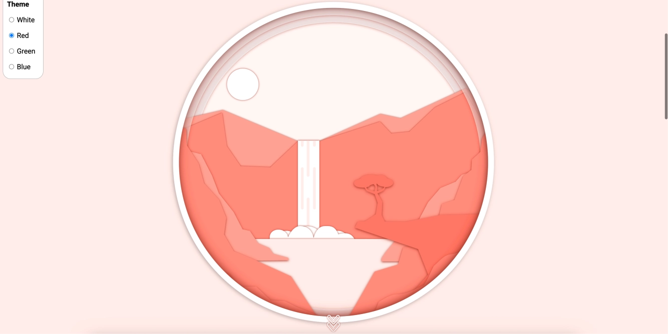 多彩水晶球近远景预览，CSS 自定义函数驱动的单色主题切换 + 滚动动画效果