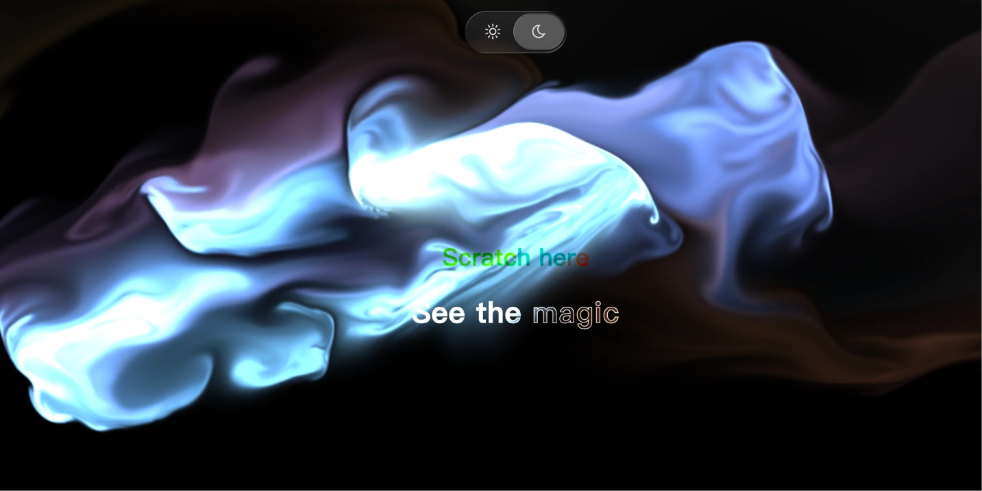 WebGPU实现的光影彩色流体鼠标跟随效果+擦除揭示动画