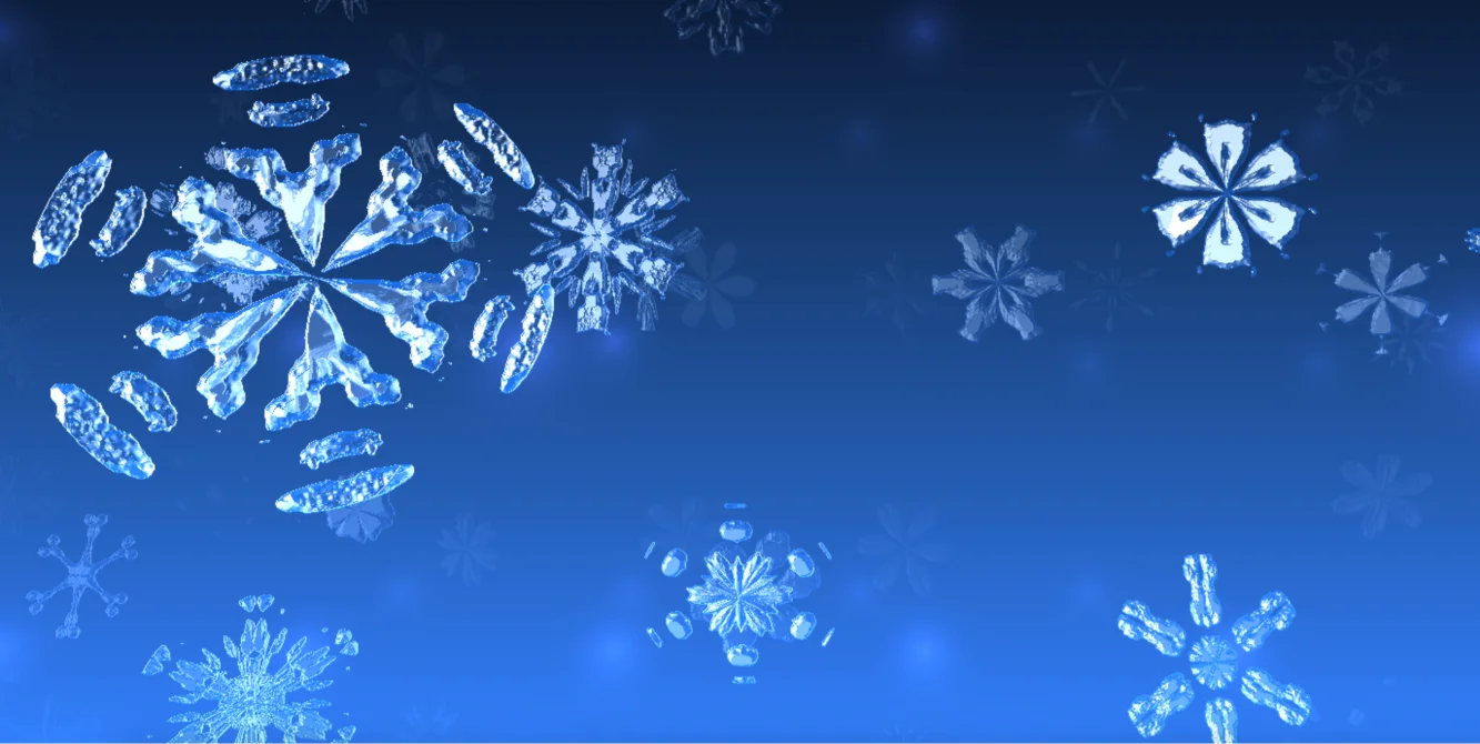 Canvas+WebGL大号冰晶质感雪花飘落动画背景