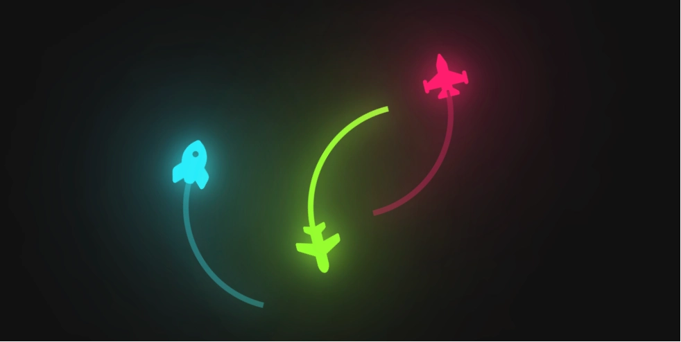 CSS 三条霓虹动态轨迹环绕飞行动画效果