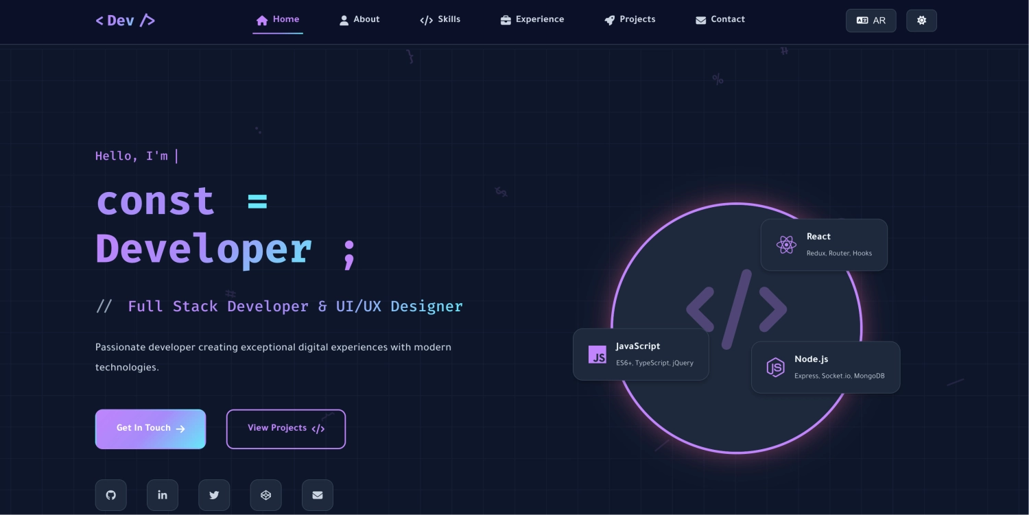 让人眼前一亮的专业开发者个人作品集 HTML 响应式网站模板｜现代交互式简历 / 程序员简历网站