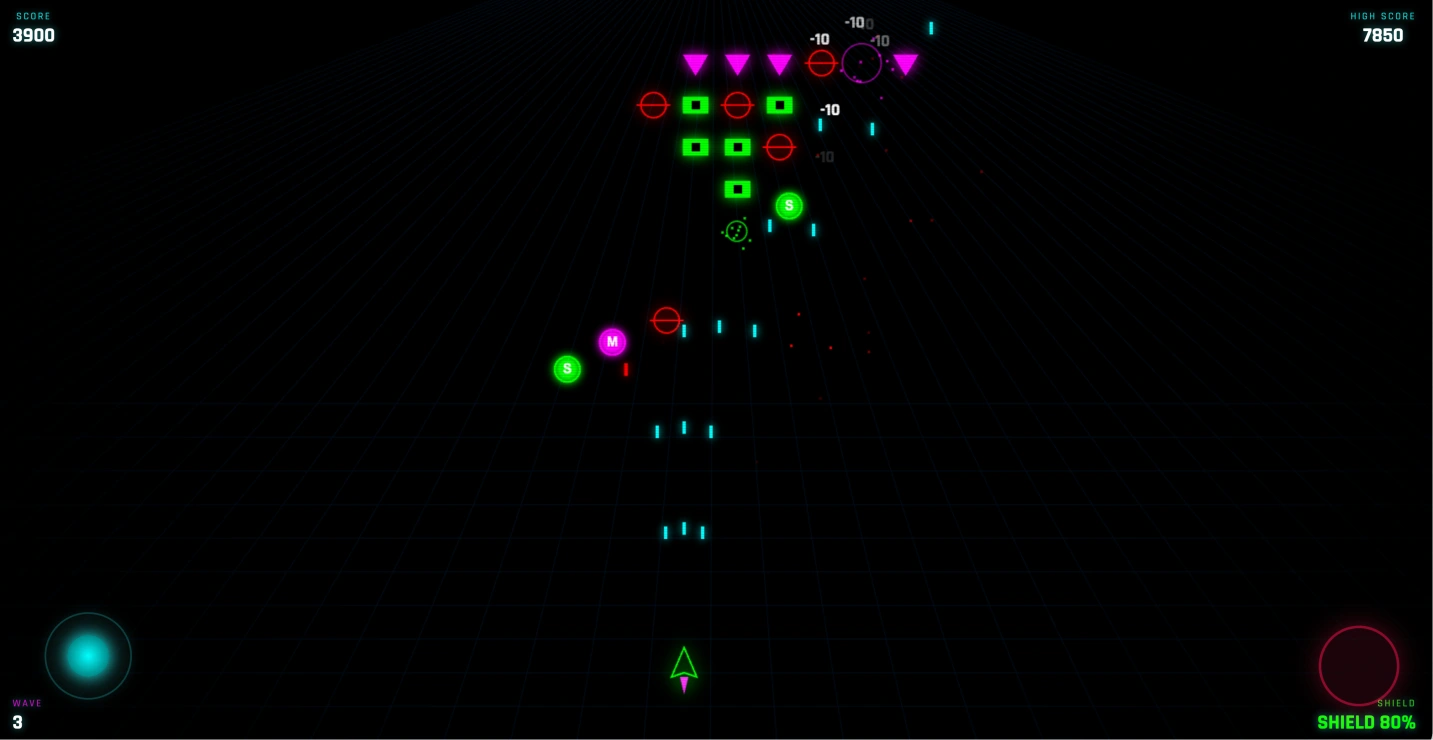 基于纯 JavaScrip 打造的赛博朋克风霓虹街机射击 HTML 小游戏源码下载