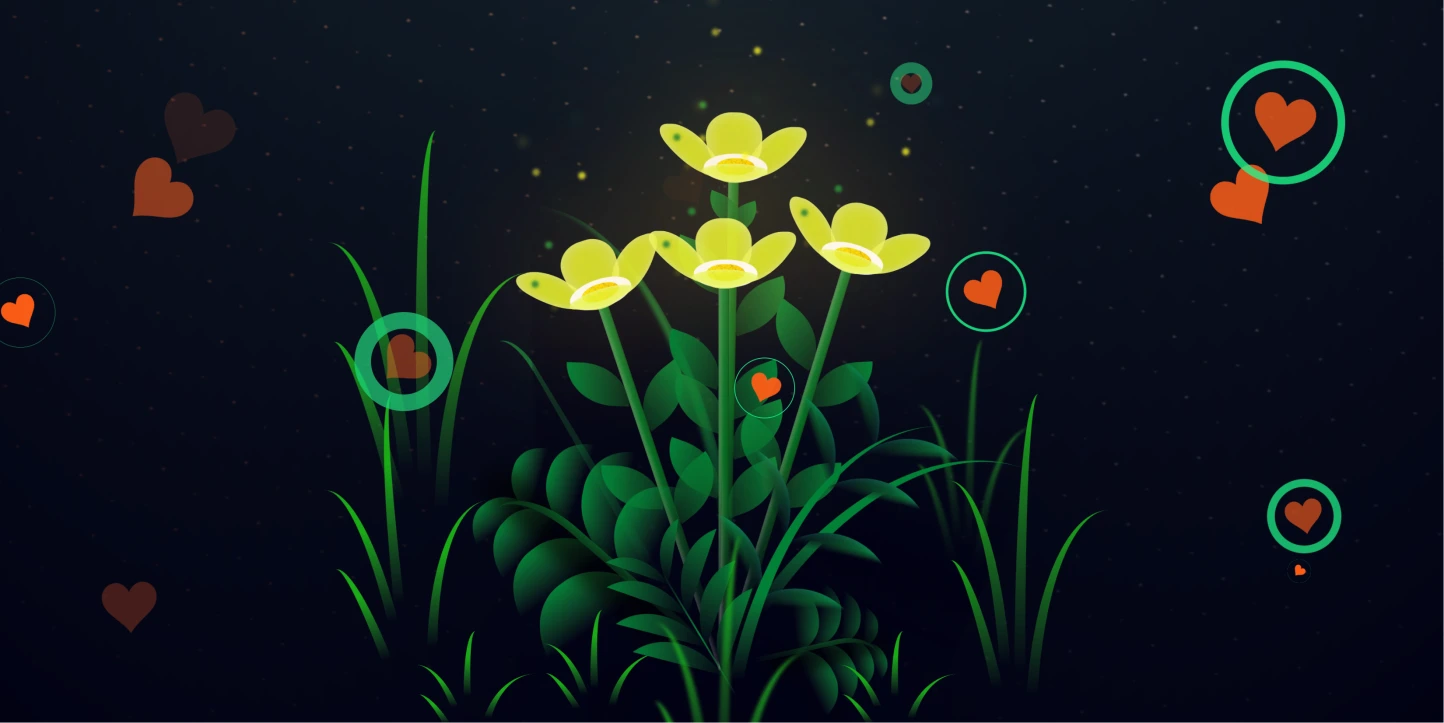 纯 CSS 打造的梦幻星空荧光花草生长摇曳动画效果