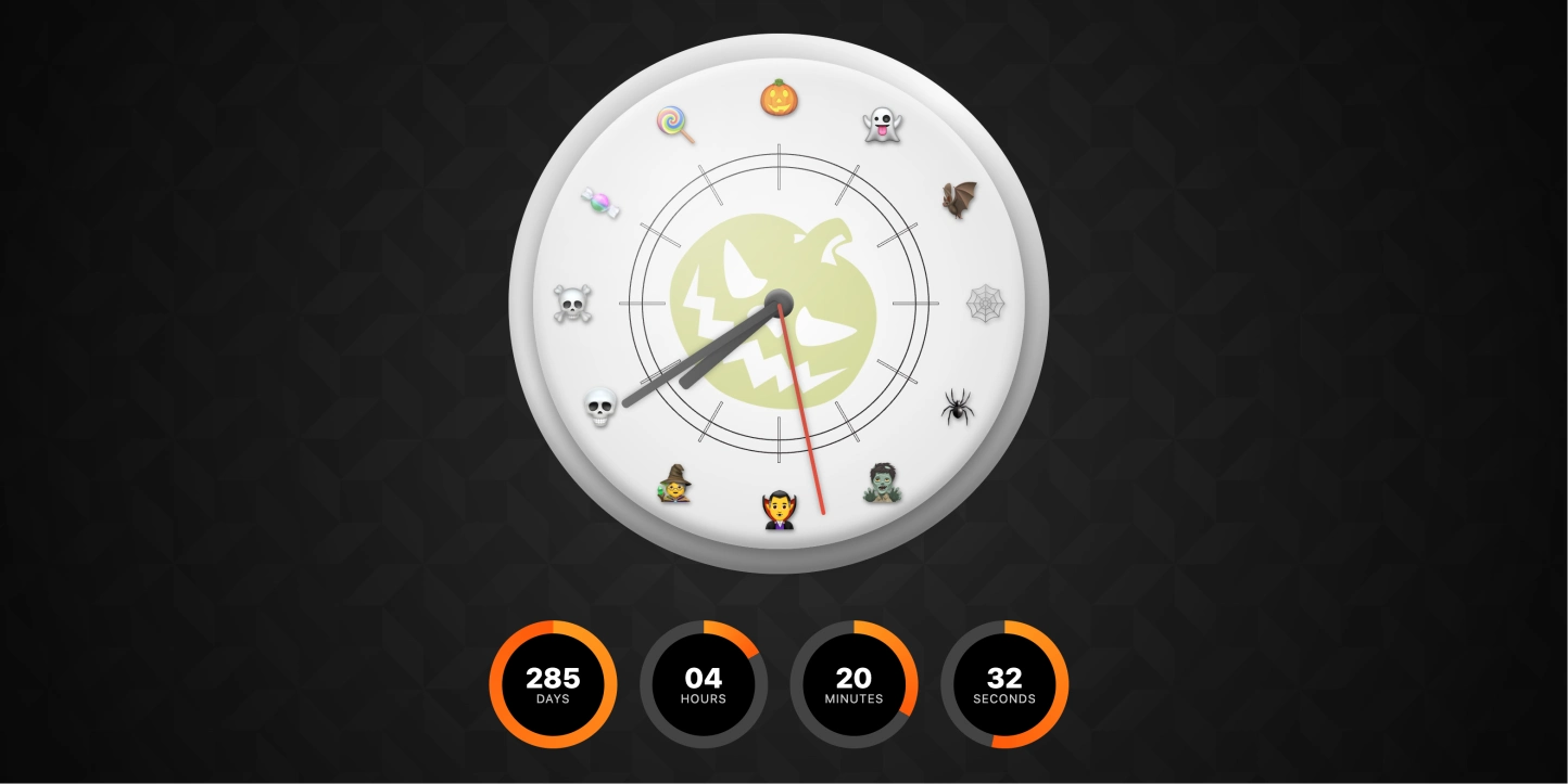 万圣节主题模拟时钟+动态倒计时，节日感氛围拉满