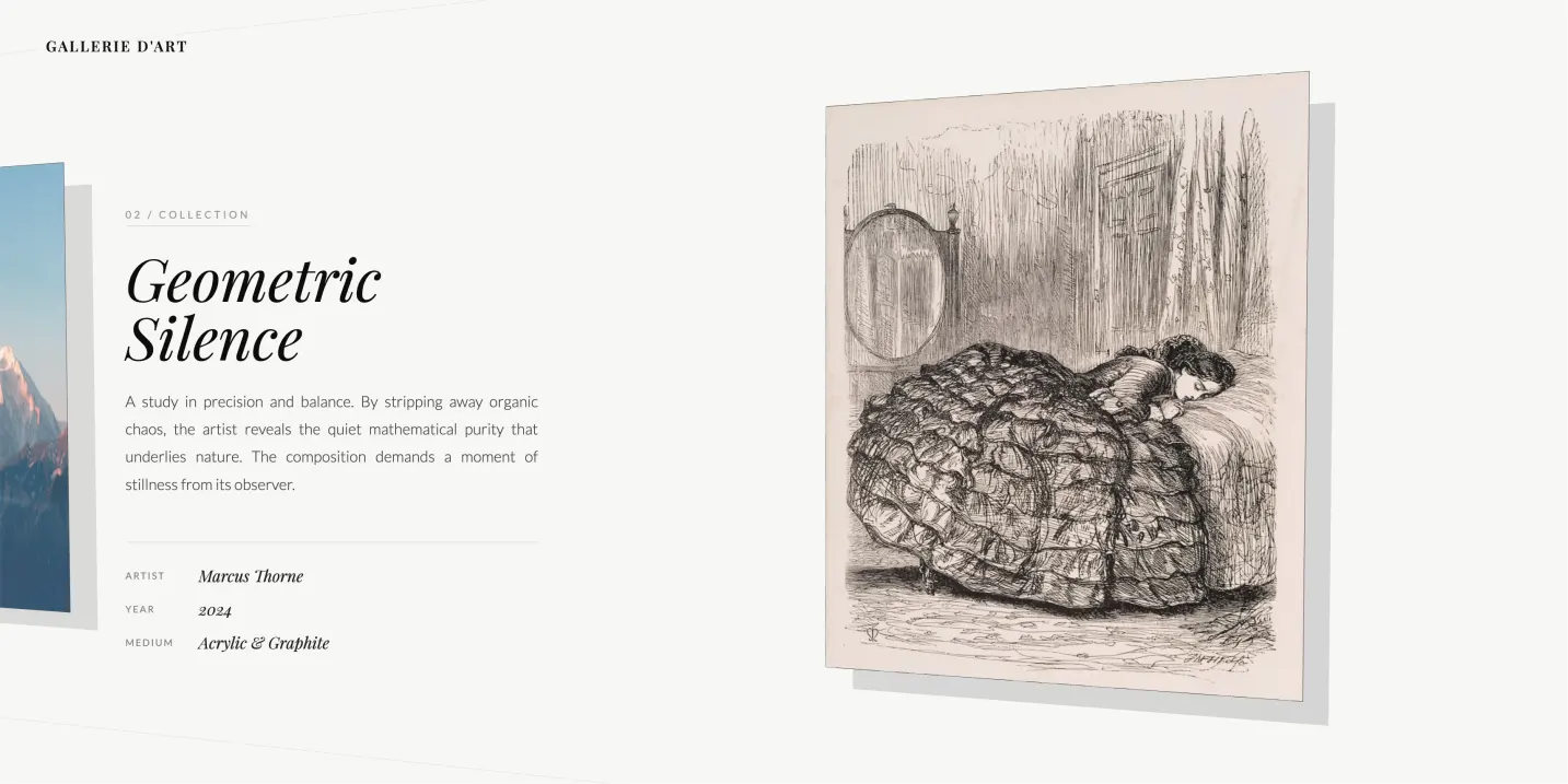 无限画廊长廊 - Three.js实现的 3D 滚动式艺术作品展示组件