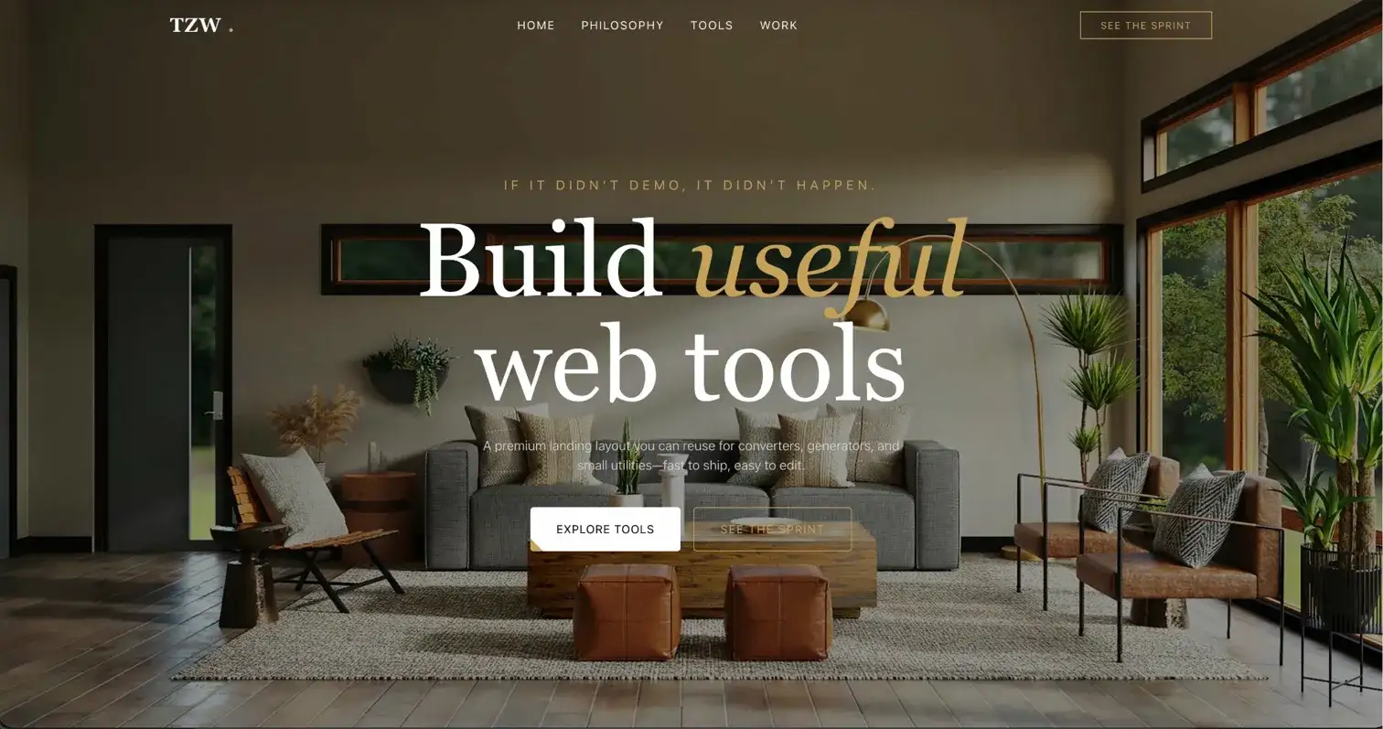 黑金配色高端 Tailwind CSS + GSAP 着陆页网页模板