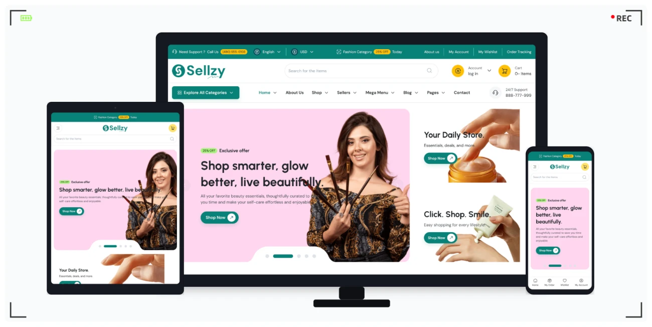 多商户电商平台 Tailwind CSS 4x 网站模板，支持医疗美妆服饰等多行业商城建站