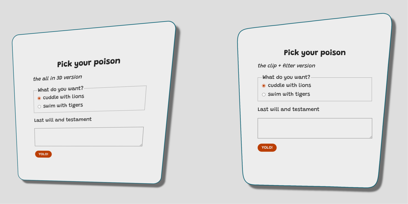 纯 CSS 实现：带立体不规则边框的两款卡片表单美化效果