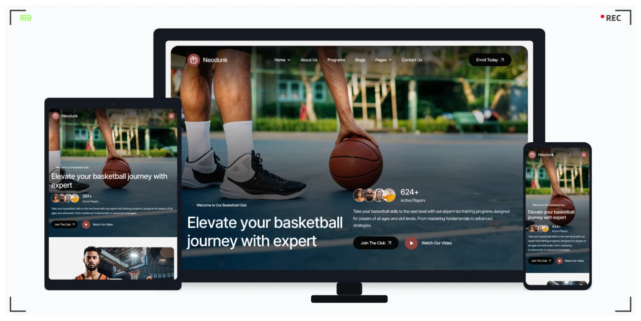 篮球俱乐部网站模板 - 体育团队展示、赛事平台专用响应式 HTML 建站模板