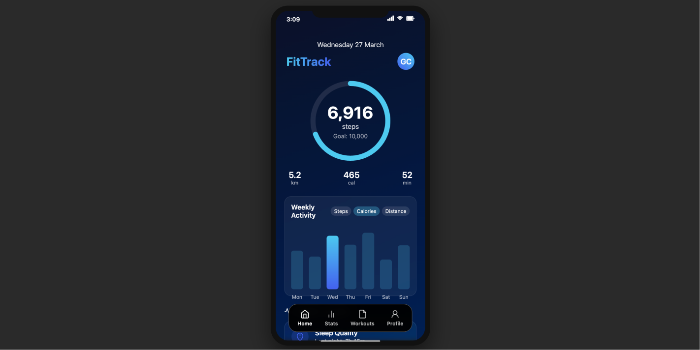 健身数据追踪 APP UI 布局界面（HTML+CSS+JS）