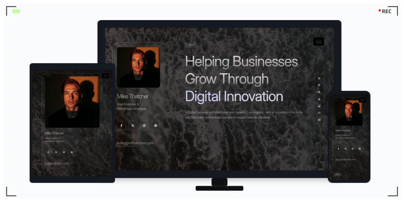 带动画背景的 5 款个人作品集网站模板 - 设计师开发者简历亮眼展示 HTML 响应式网站模板