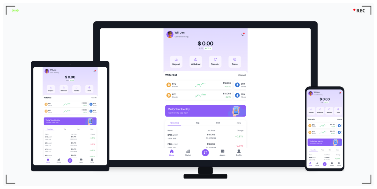 加密货币钱包专用 Tailwind PWA 移动应用模板