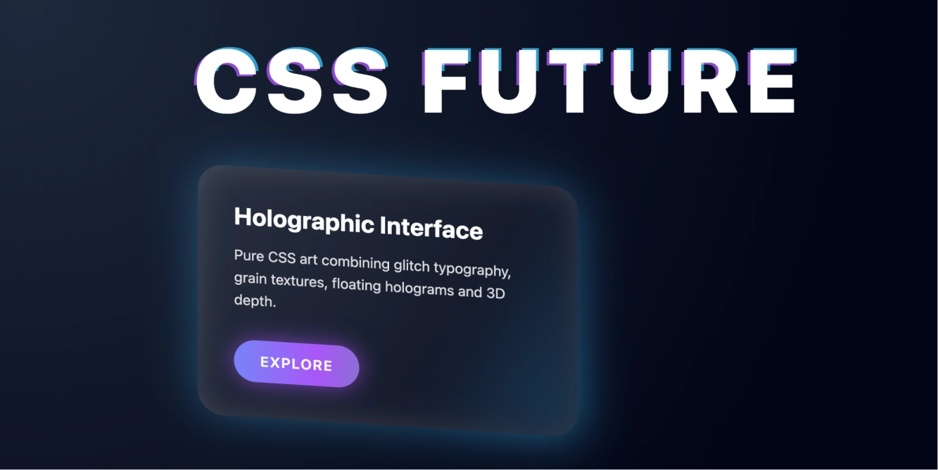 纯 CSS 全息故障文字动画效果+3D漂浮流光卡片