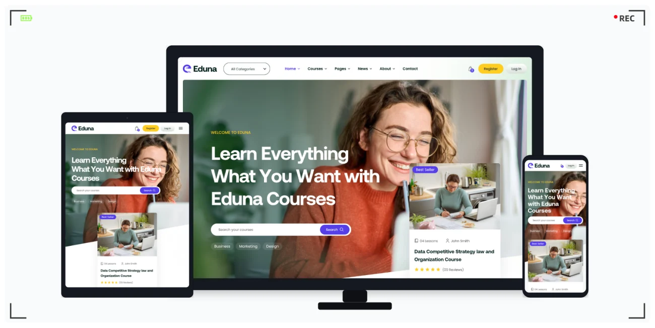 在线教育课程网站模板 – Bootstrap 5 + GSAP 动画,适合课程平台与教育机构建站