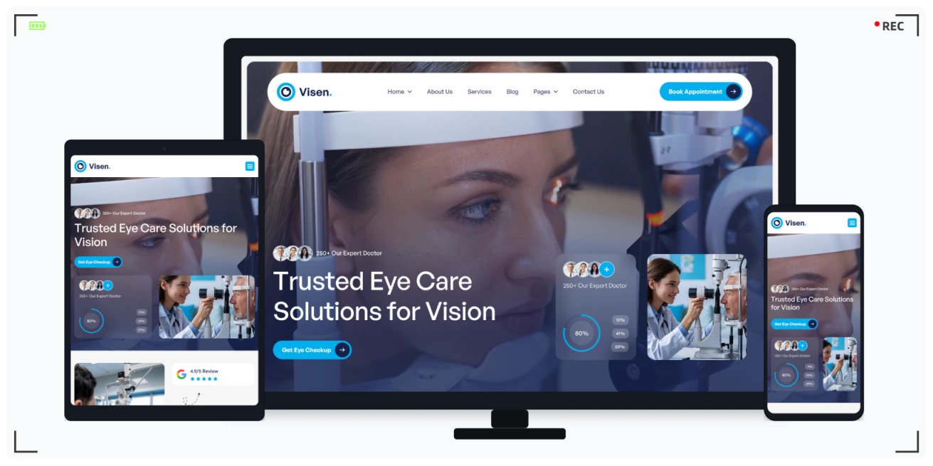 眼科诊所网站模板 – Bootstrap 5 响应式设计，适合眼科医院、验光中心与视力矫正机构建站