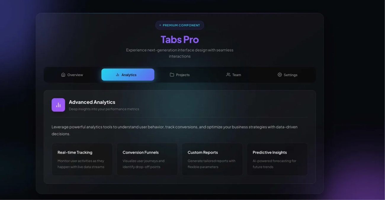 CSS 高级 Tabs 标签页组件：选项卡该有的样子！