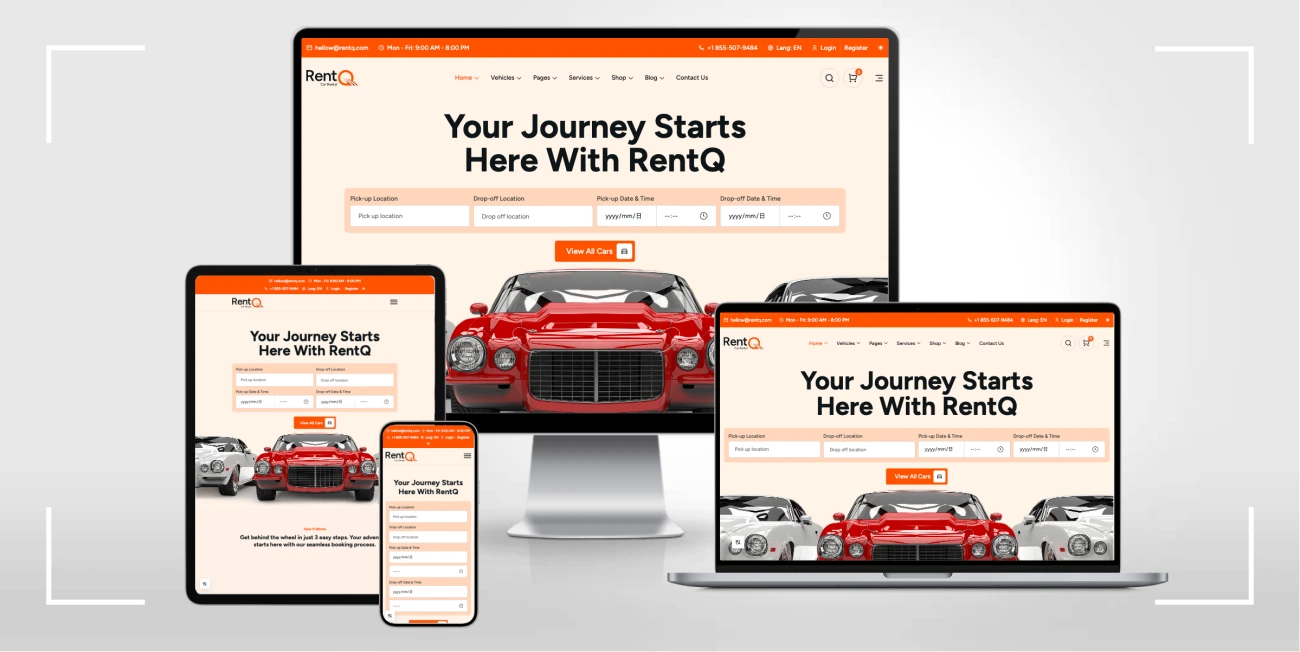 汽车租赁网站 Tailwind CSS 模板 - 含管理后台的响应式 HTML 模板系统