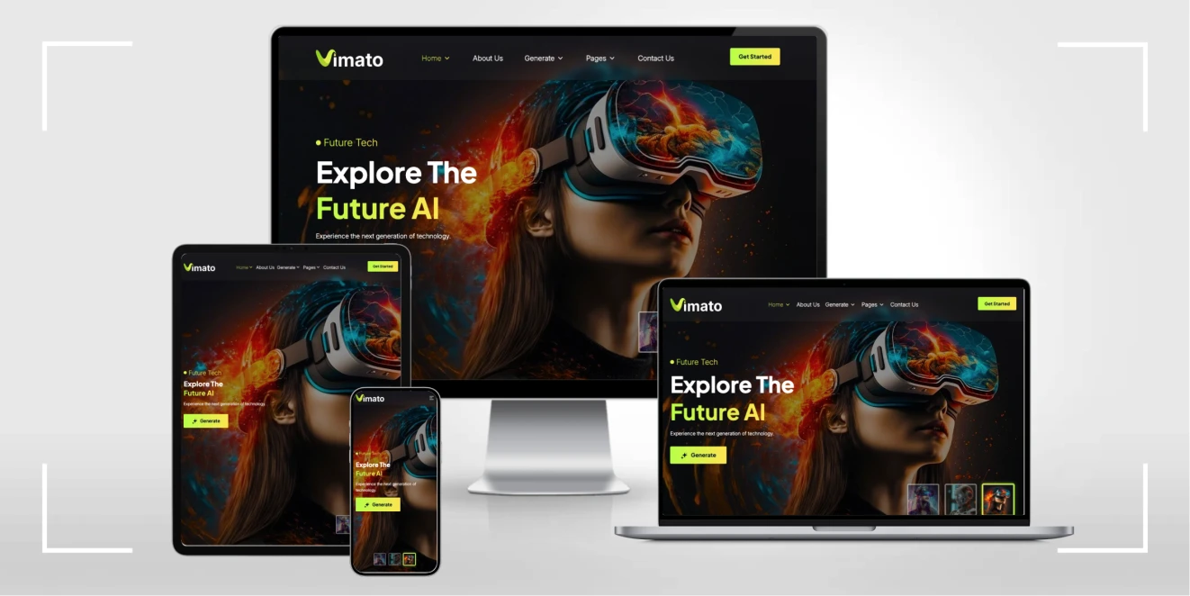 AI 图像视频动画生成平台 HTML 网站模板 | 多页面响应式 SaaS 建站模板