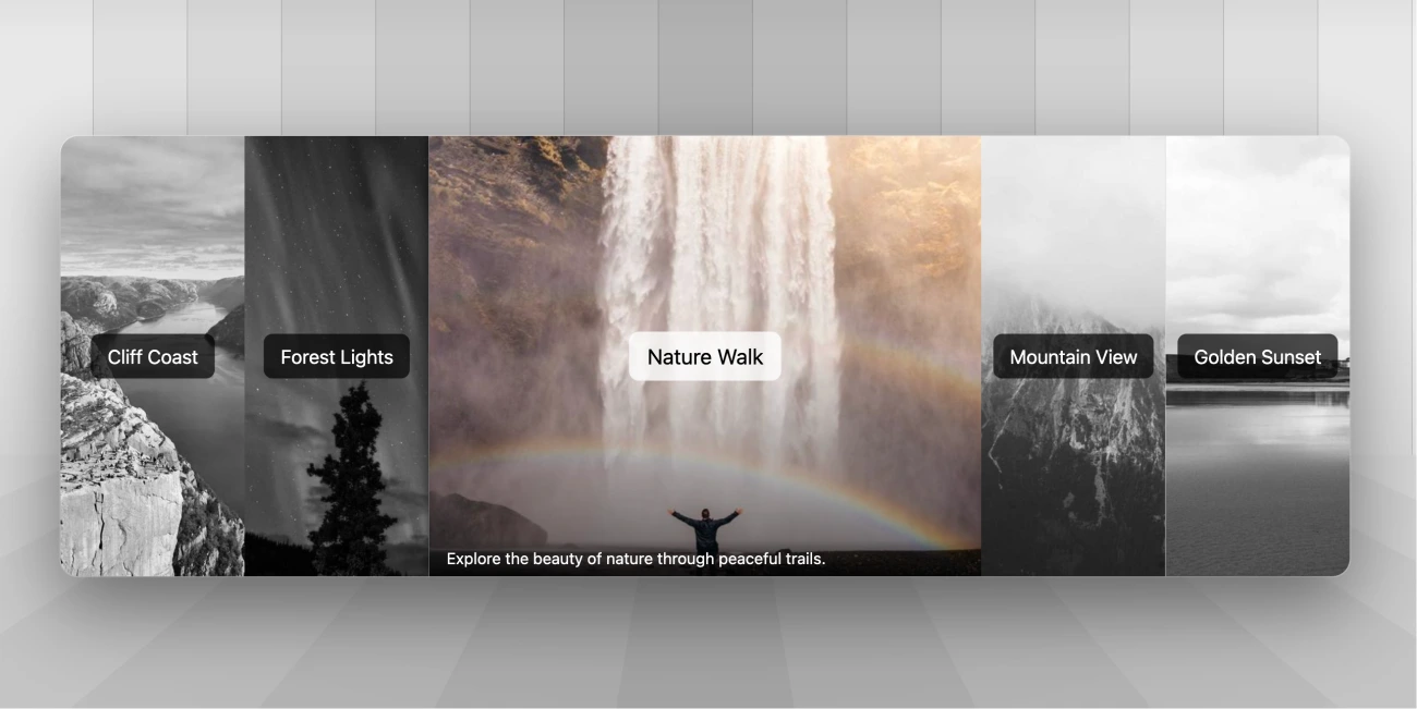 纯 CSS 弹性手风琴卡片展开效果