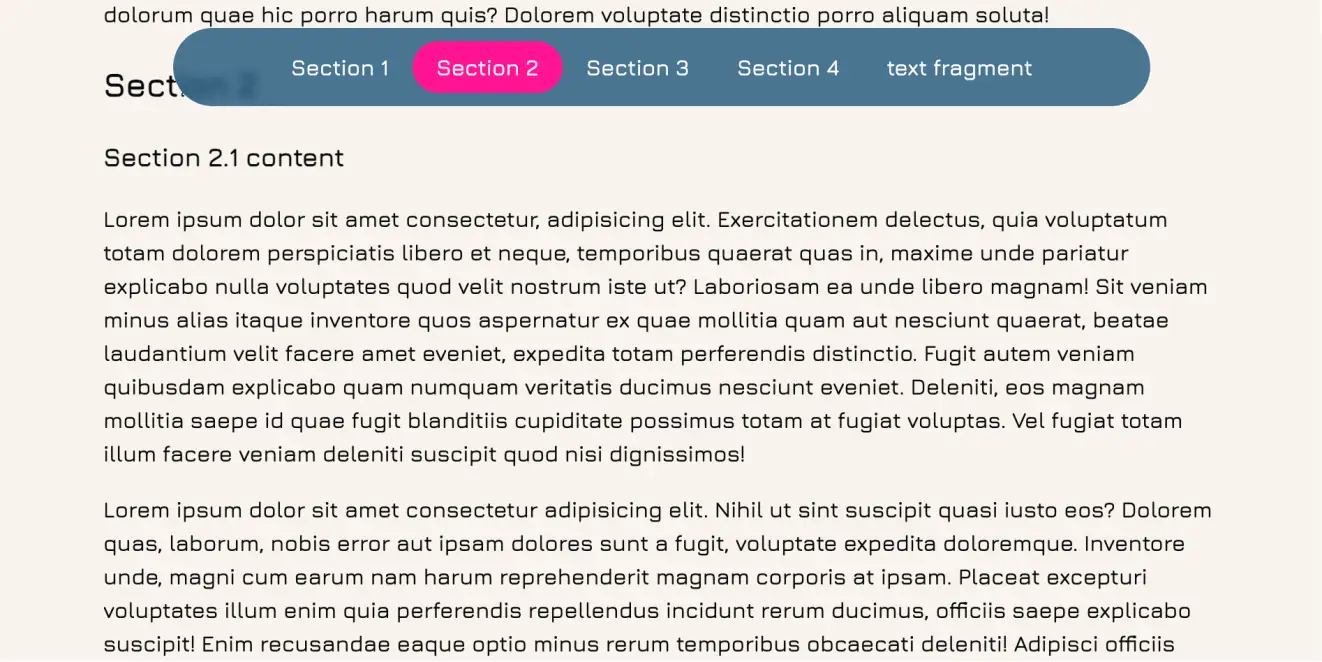 CSS 滚动感知吸顶导航 + 动态锚点指示器
