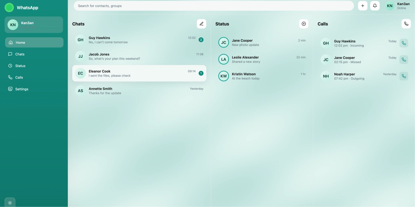 WhatsApp 风格聊天界面 UI 布局动效