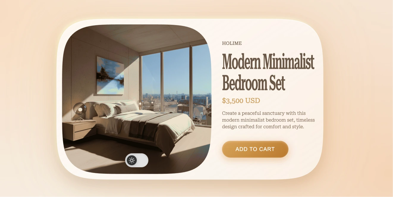 纯 CSS 暖调极简商品卡片布局 + 日夜模式主题切换效果