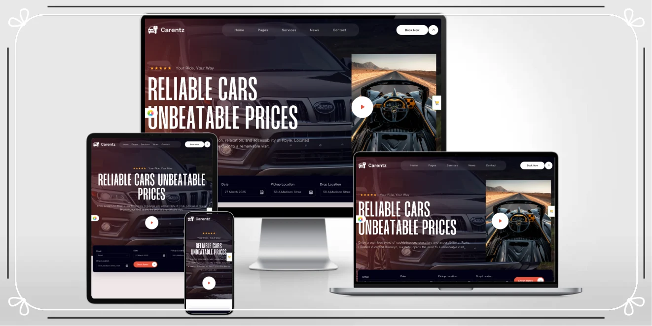豪华车租赁与机场接送网站模板 – Bootstrap 5 响应式设计，适合租车公司、豪华轿车与出行服务平台建站
