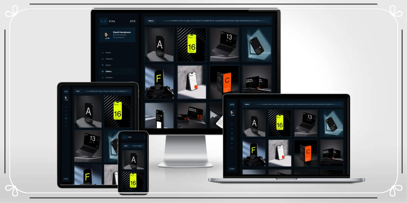 个人作品集 HTML 网站响应式模板 | 创意设计师自由职业者个人品牌专用建站模板