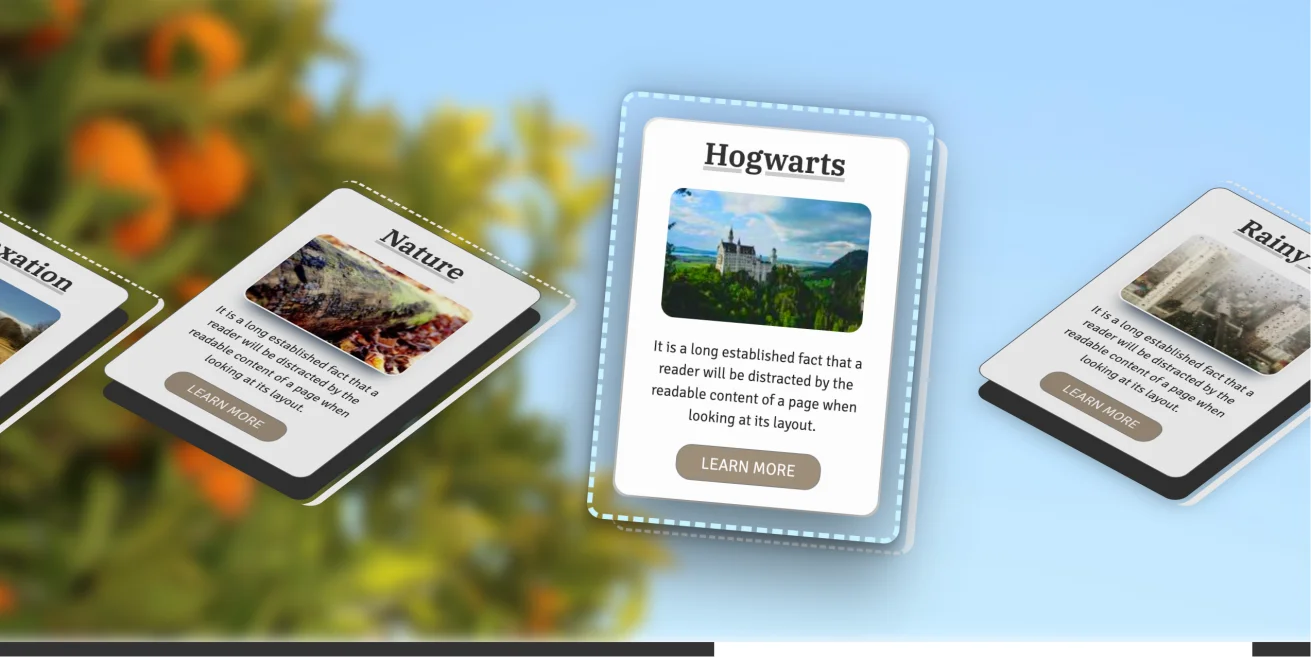 纯 CSS 实现 3D 倾斜卡片横向画廊