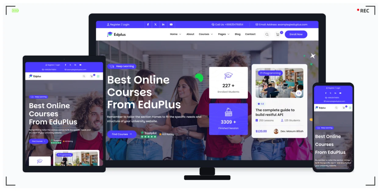 在线教育 Bootstrap 网站模板 | 适合学校、培训机构、在线课程平台快速搭建 LMS 系统