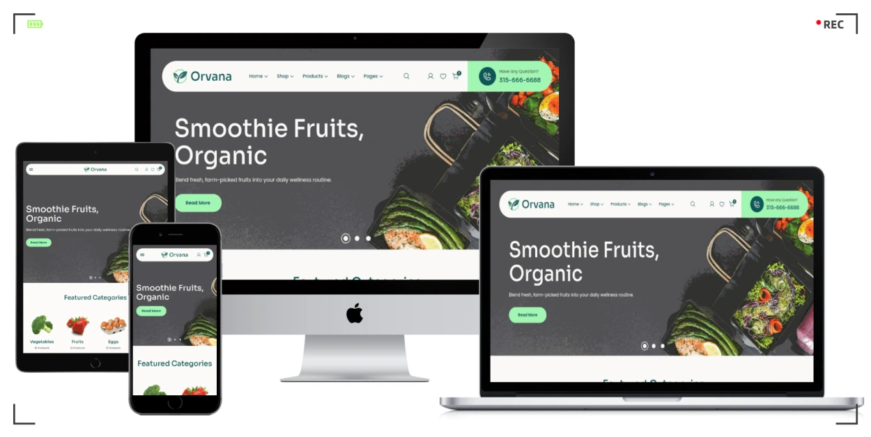 有机食品与生鲜杂货电商专用 HTML5 响应式网站模板，4套首页风格，30+页面