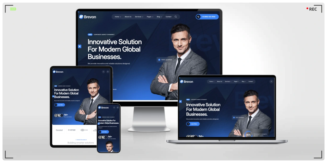 企业商务咨询网站 HTML 响应式模板，5套首页风格，适合咨询公司、金融机构、创业团队专业建站