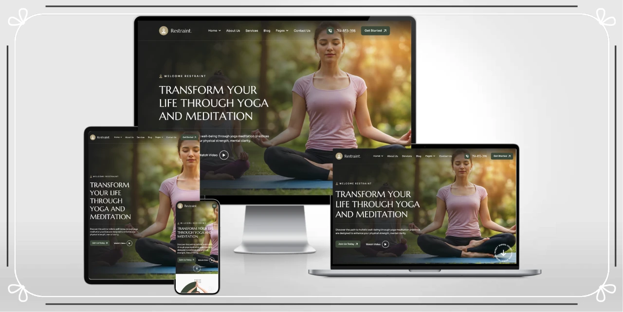 瑜伽冥想中心网站 HTML响应式模板，适用于瑜伽工作室、冥想馆与其他健康机构的专业建站方案