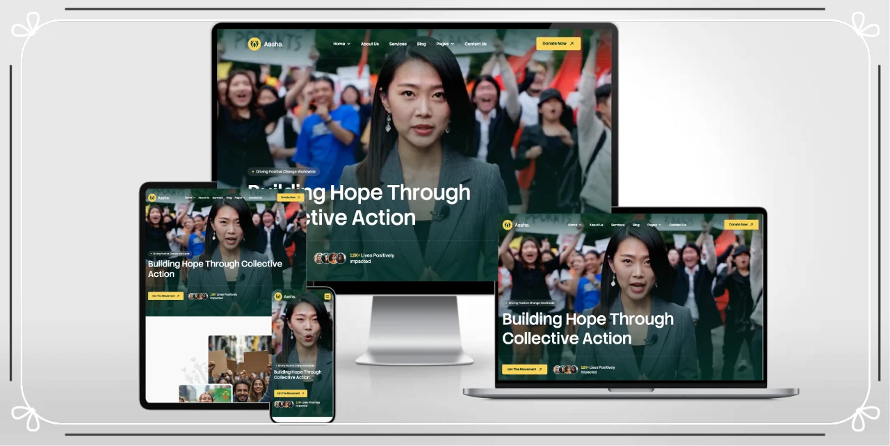 公益慈善与社会倡导组织网站 HTML 响应式模板，适用于NGO非营利机构、募捐活动与社区公益等项目